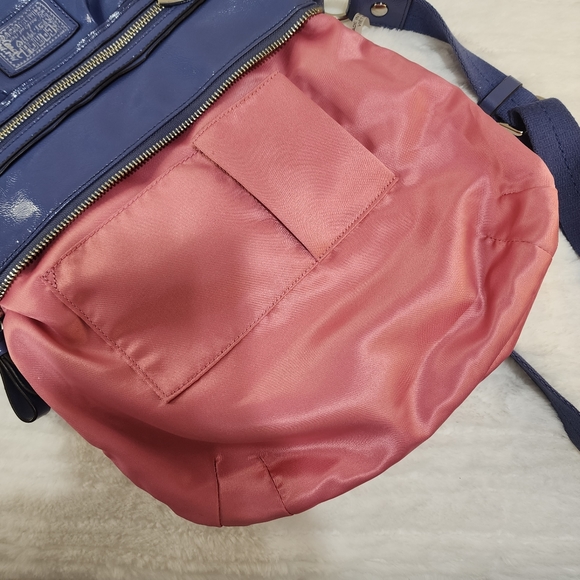 Coach Poppy Daisy Liquid Gloss Blue Canvas Patent Leather Crossbody or Shoulder - Picture 13 of 16